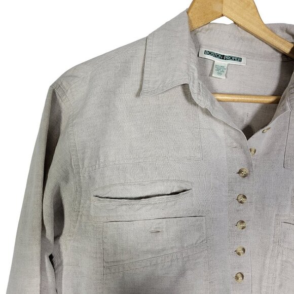 Boston Proper Women's Linen Button Down Long Line Light Weight Shirt  Size 10 - Picture 3 of 9